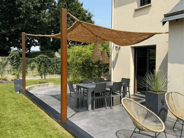voile d’ombrage en fibres de coco à suspendre en diagonale modèle b