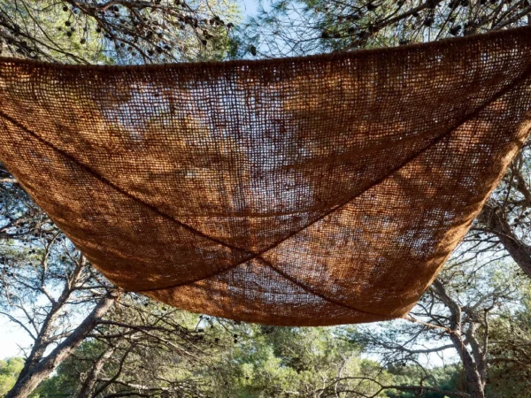 voile ombrage en fibres de coco à suspendre en diagonale - Modèle B